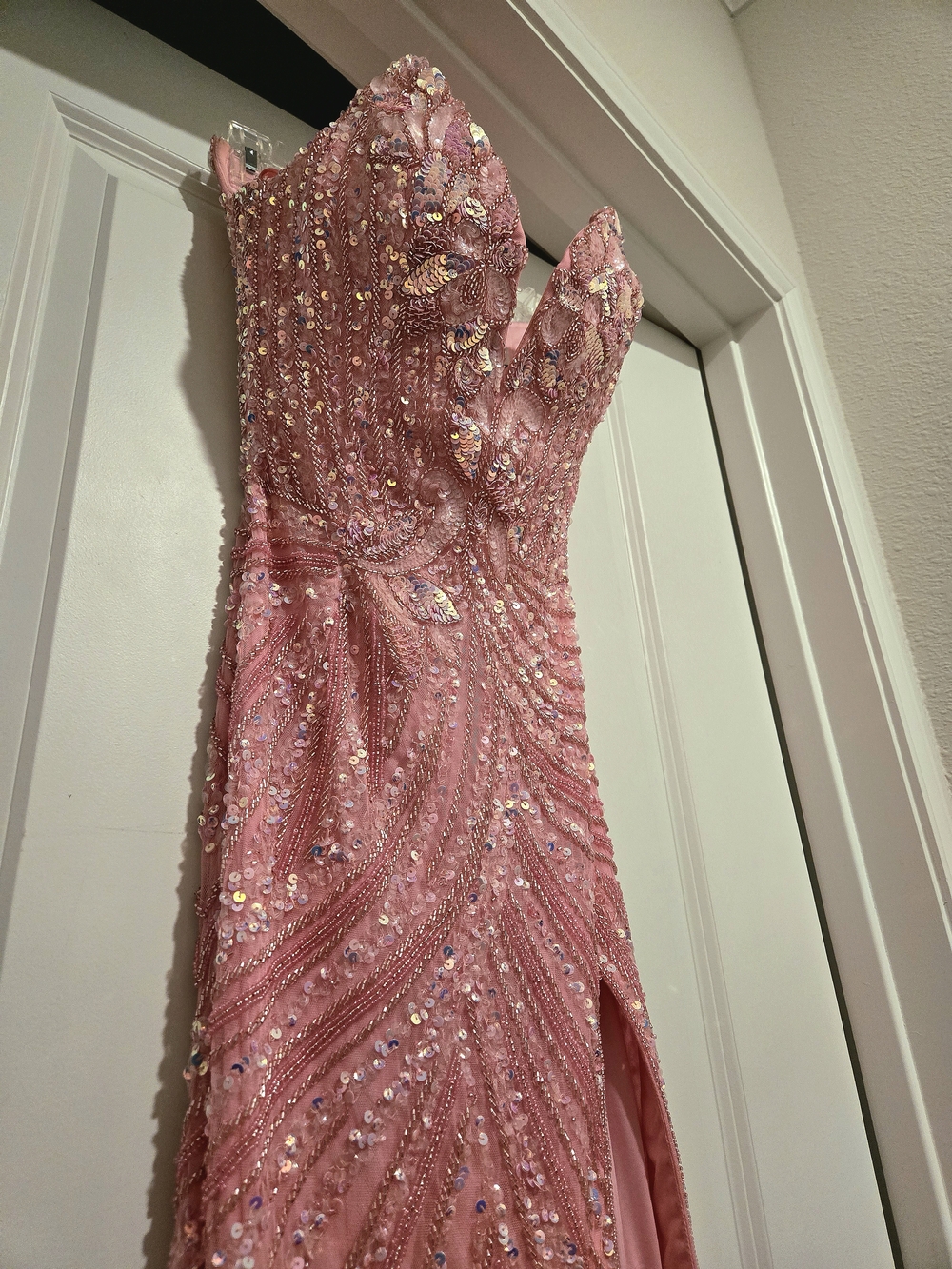 Pink Sequin & Bead Prom Gown - Picture 5 of 7